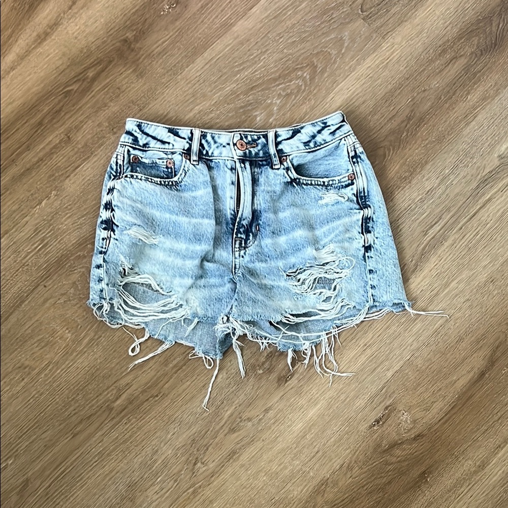 American Eagle By Payless Blue Jean Shorts Distressed Cut-Off